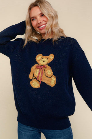 Loose Fit Teddy Bear W/ Ribbon