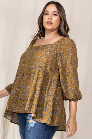 Floral Print Square Neckline Top