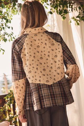Blouse Plaid Shirt Puff Sleeve