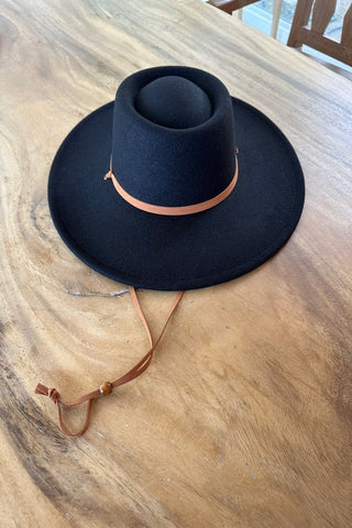 Vegan Felt Rancher Hat with Chin Cord