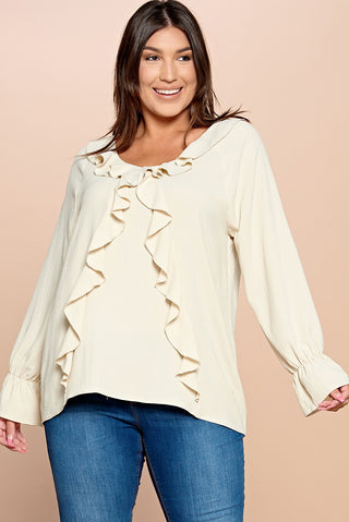 Ruffle Detailed Woven Loose Fit Top