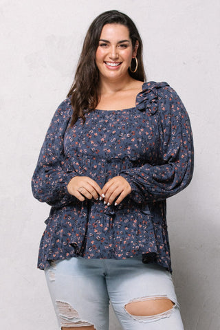 Floral Tiered Woven Top