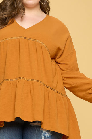 V-Neck Solid Tiered Top
