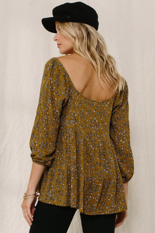 Floral Print Square Neckline Top