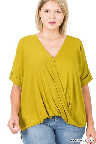 RAYON SPAN CREPE LAYERED-LOOK TOP PLUS