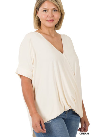 RAYON SPAN CREPE LAYERED-LOOK TOP PLUS