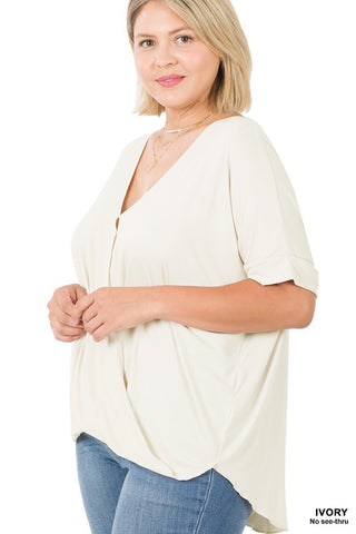 PLUS RAYON SPAN CREPE LAYERED-LOOK TOP