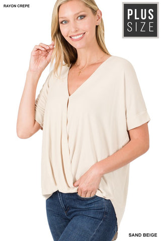 RAYON SPAN CREPE LAYERED-LOOK TOP PLUS