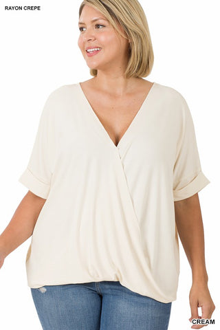 RAYON SPAN CREPE LAYERED-LOOK TOP PLUS